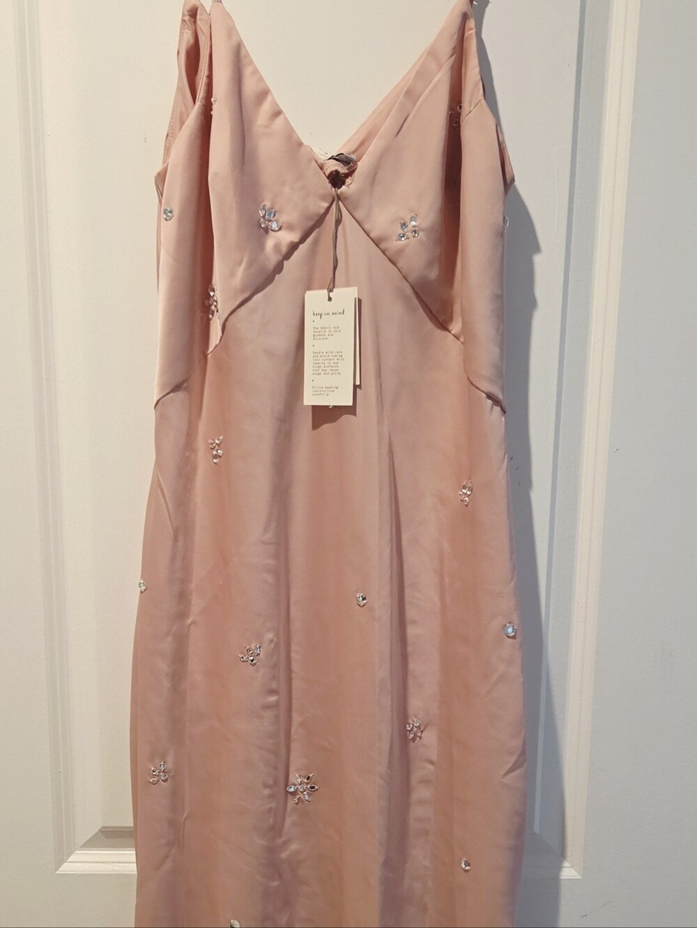 Blush Pink Embellished Slip Dress